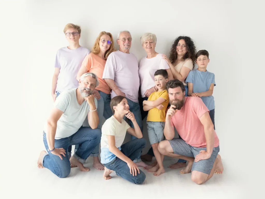 Séance photo en famille multigénérationnelle